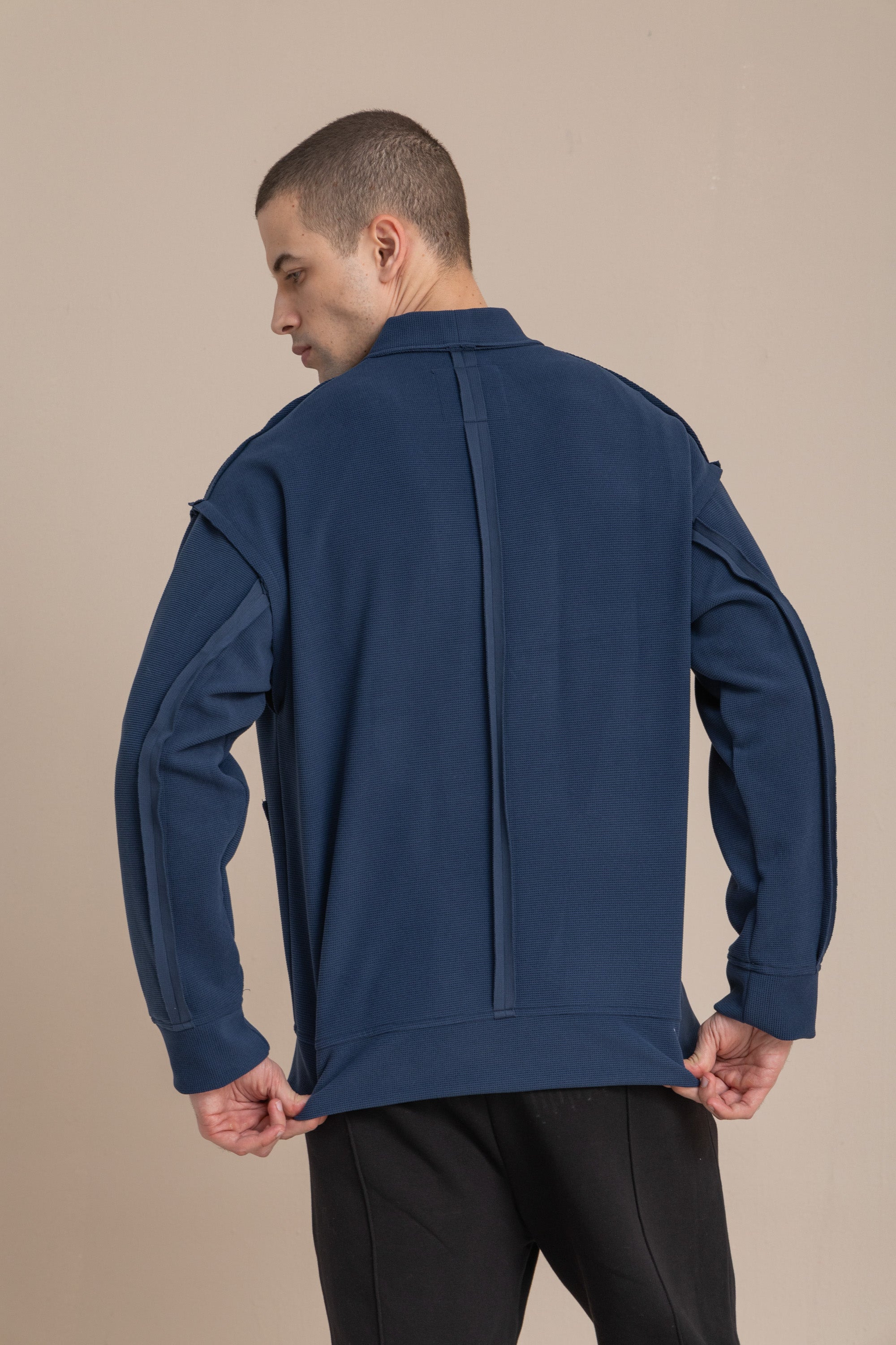 Navy Textured Cardigan