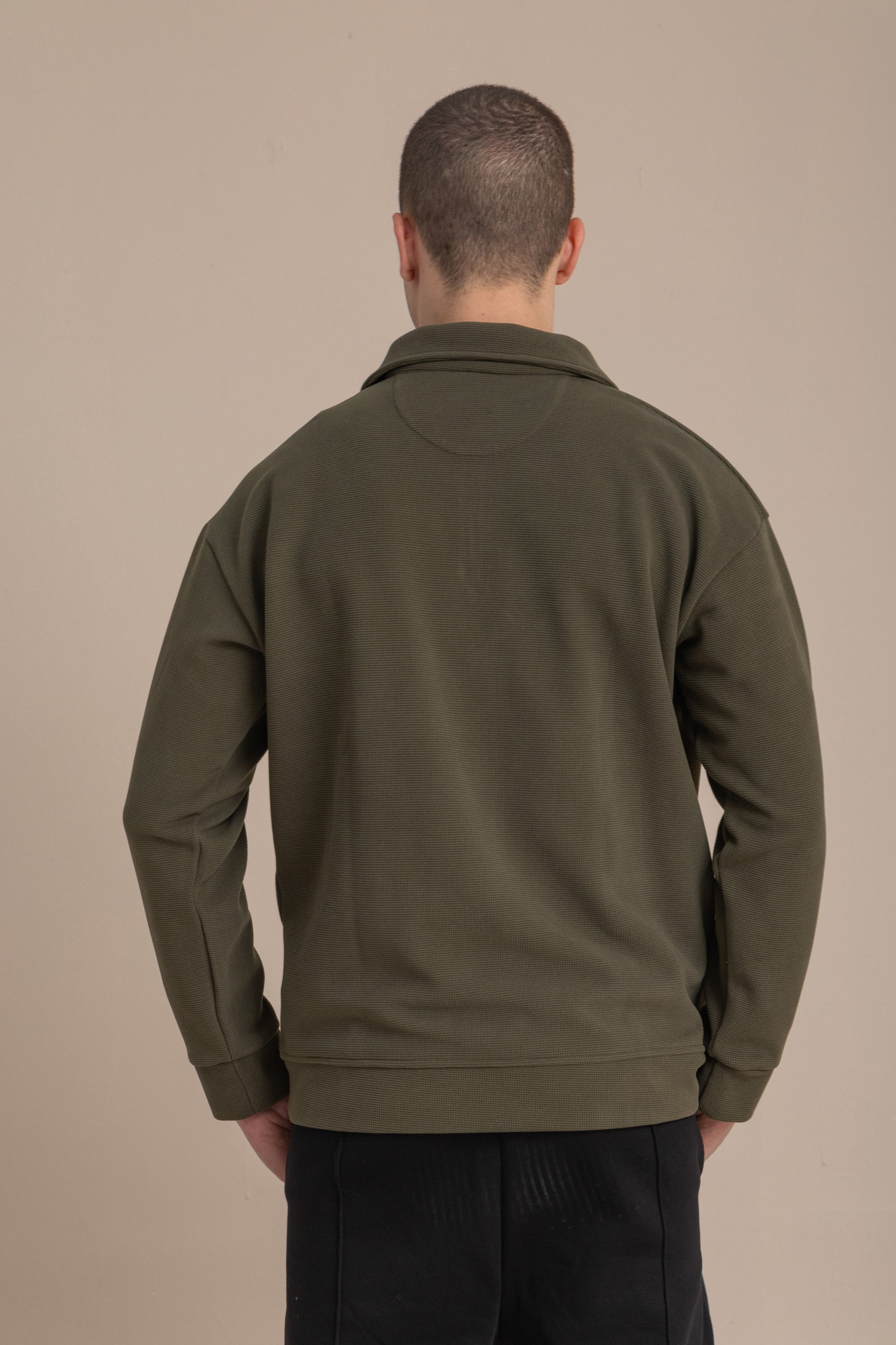 Olive Textured Quarter Zipper