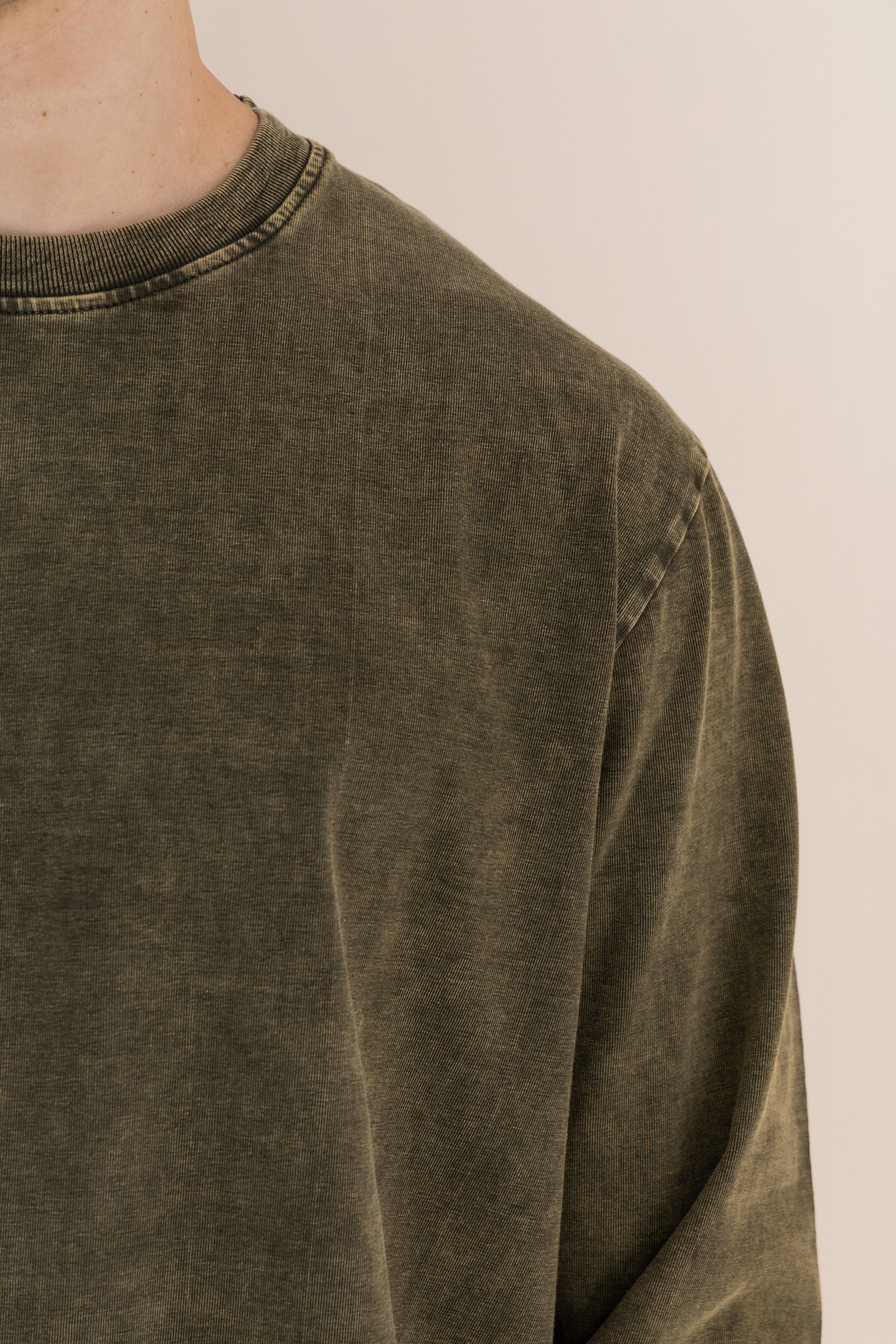 Olive Acid Wash Long Sleeve T-Shirt