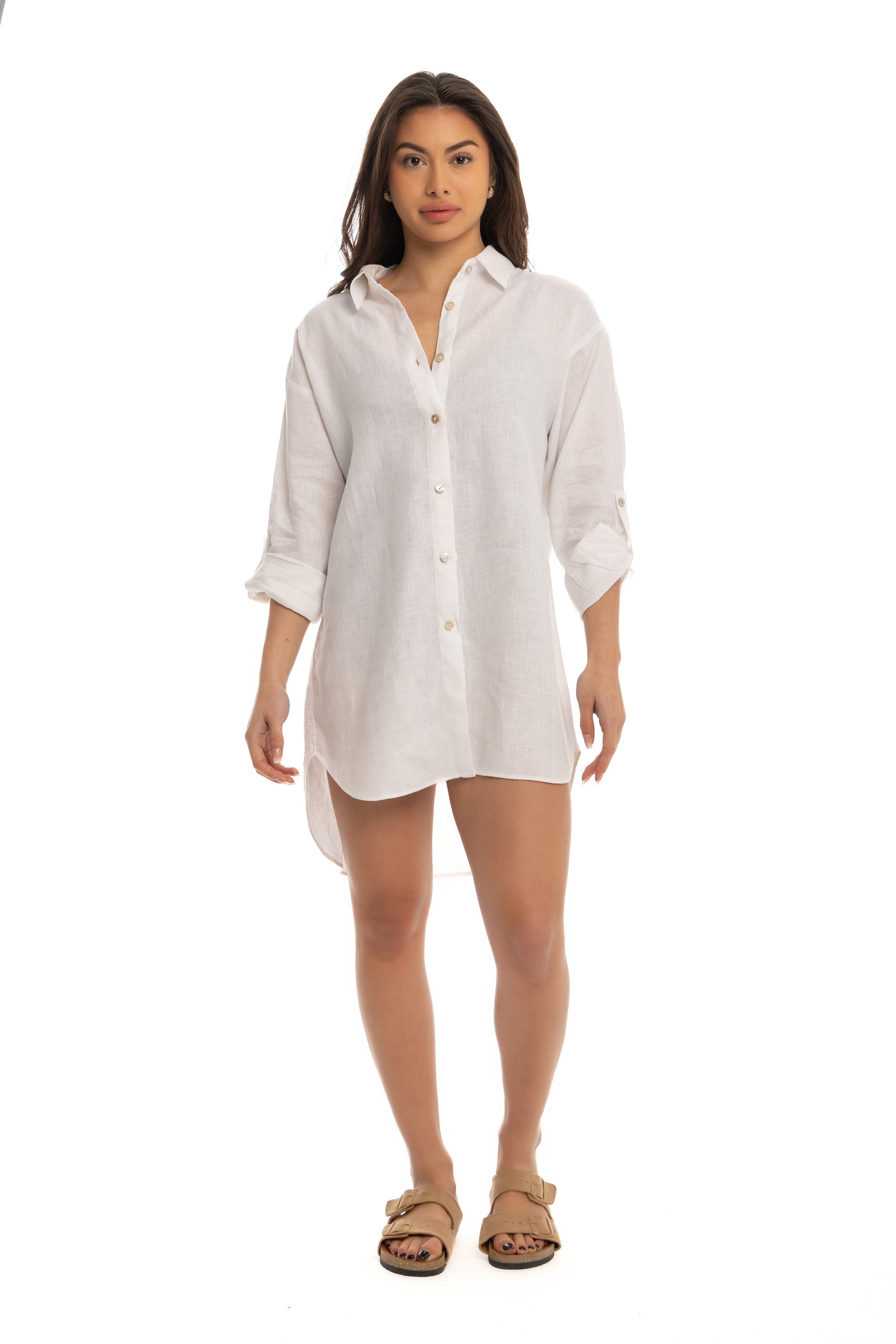 Women's White Linen Cover Up