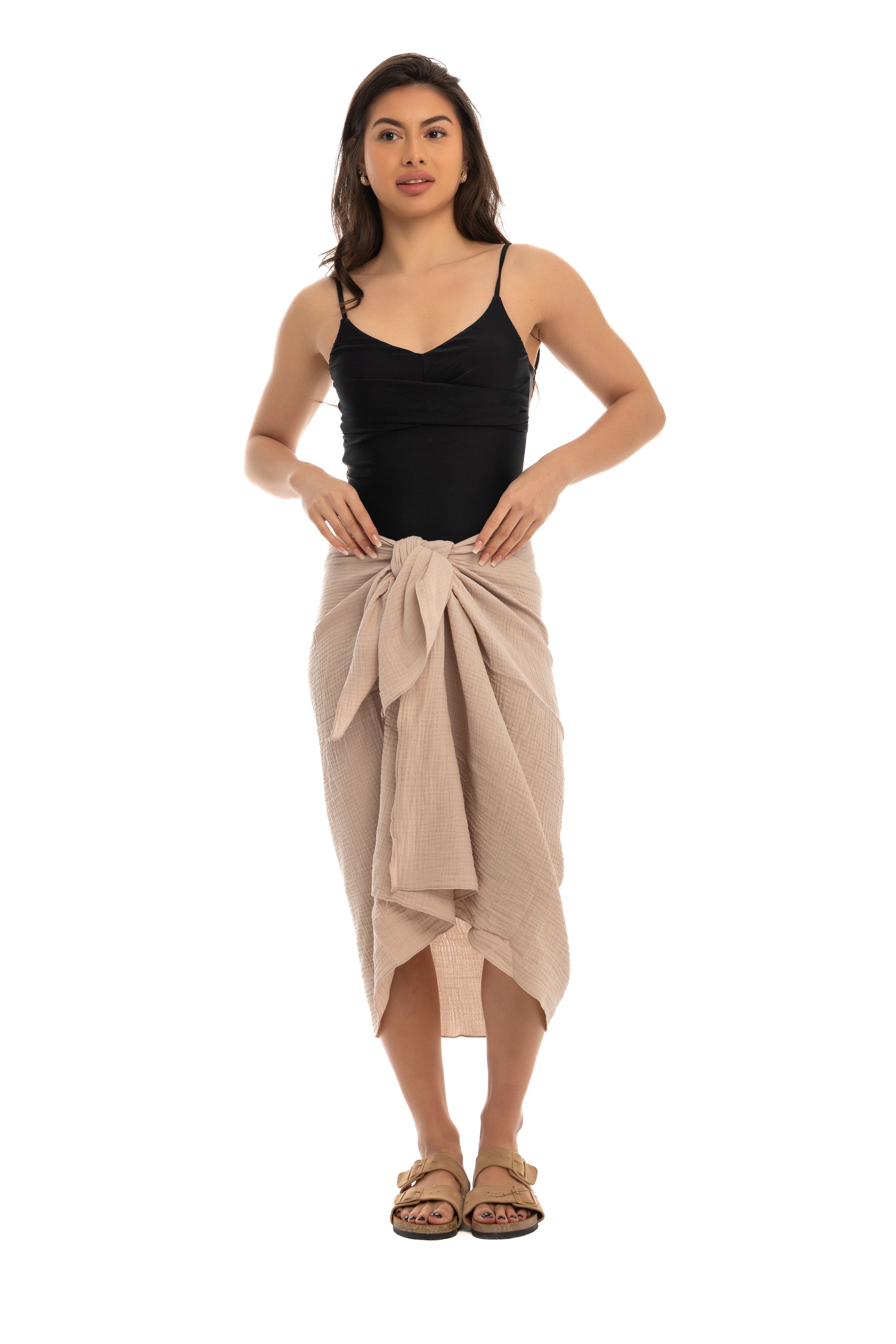 Beige Cotton Crinkle Sarong Wrap Beige Cotton Crinkle Sarong Wrap