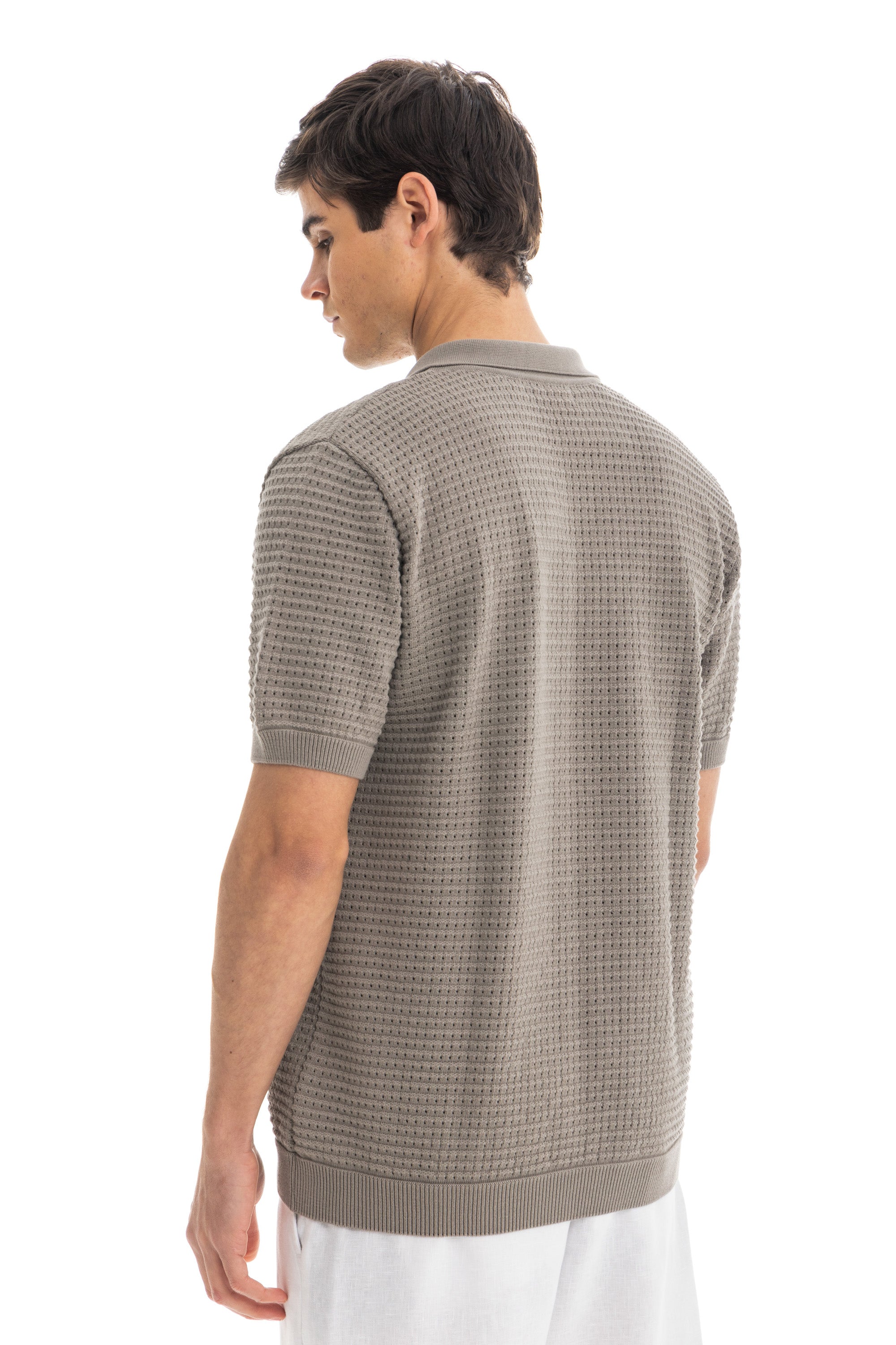 Olive Short Sleeve Knitted Shirt