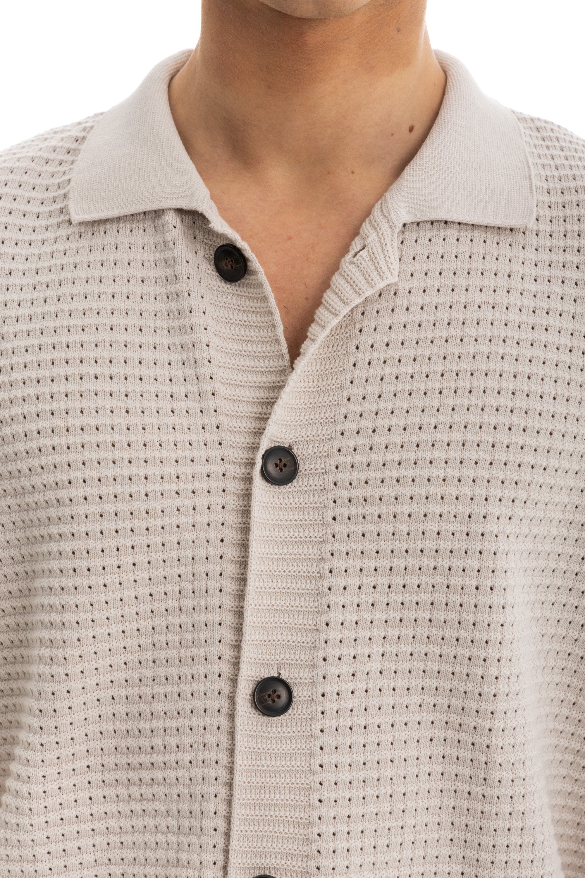 Beige Short Sleeve Knitted Shirt Beige Short Sleeve Knitted Shirt