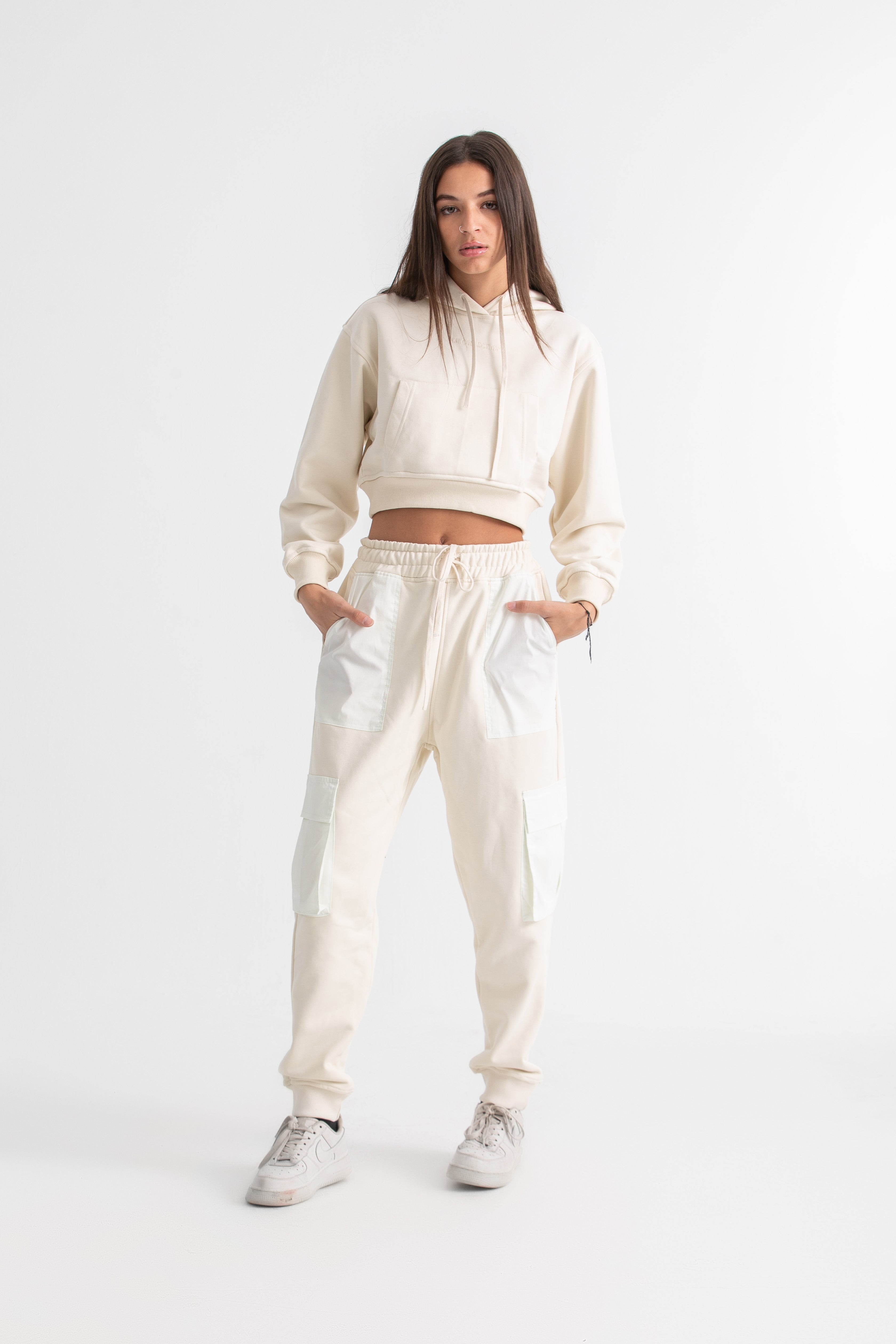 Ivory Cropped Hoodie