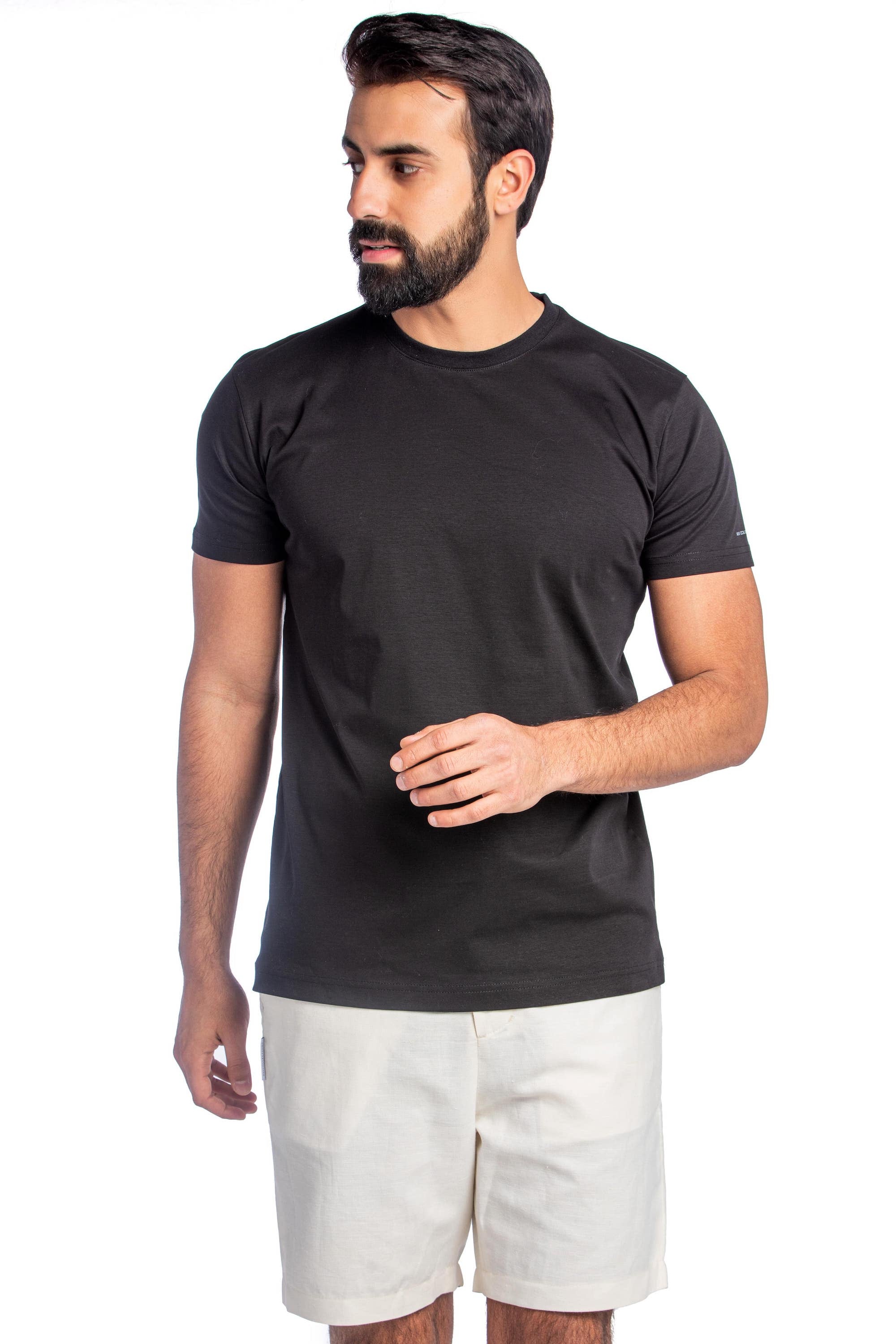 Black Mercerised Cotton T-Shirt