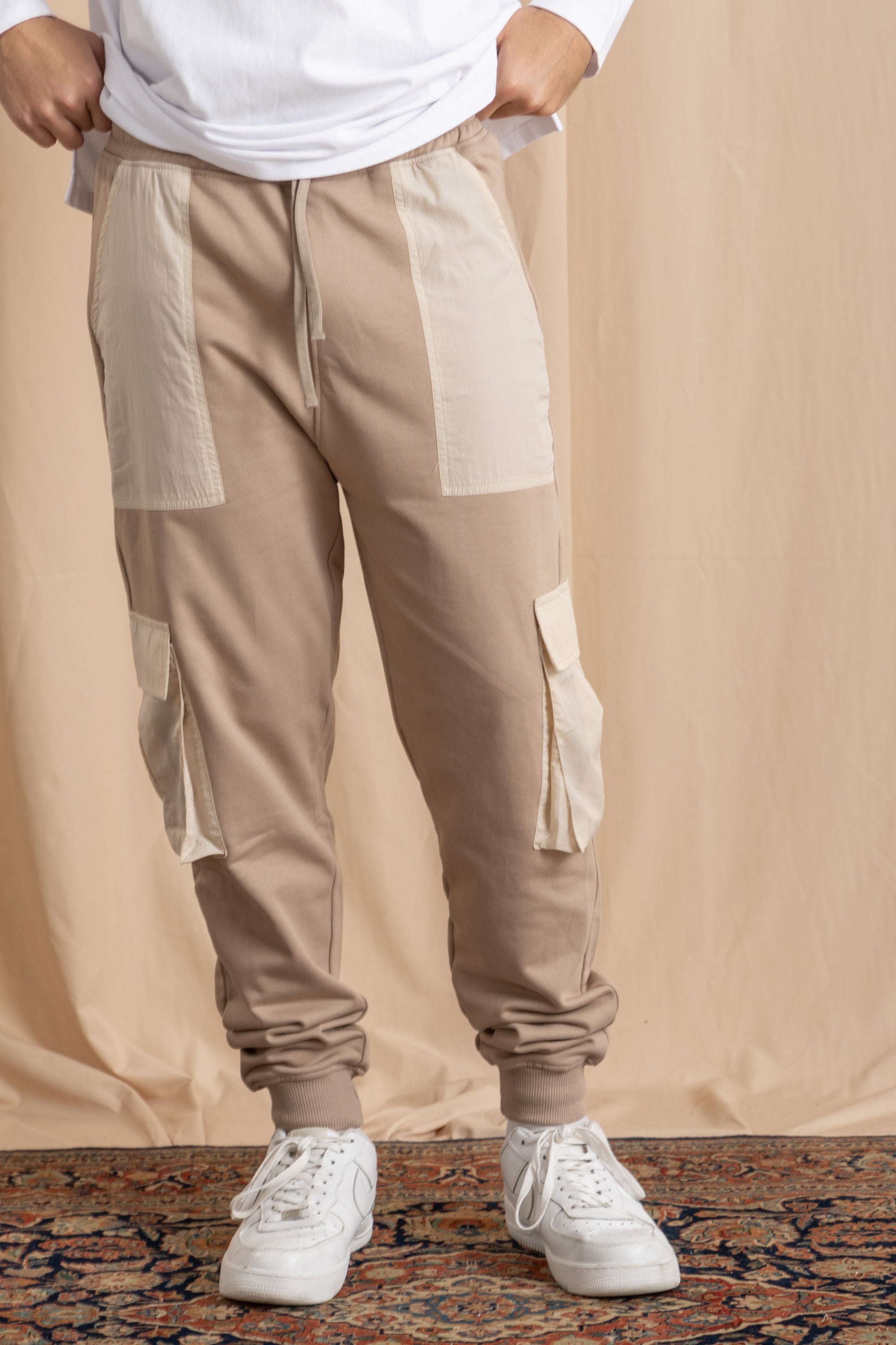Unisex Beige Cargo Sweatpants Unisex Beige Cargo Sweatpants