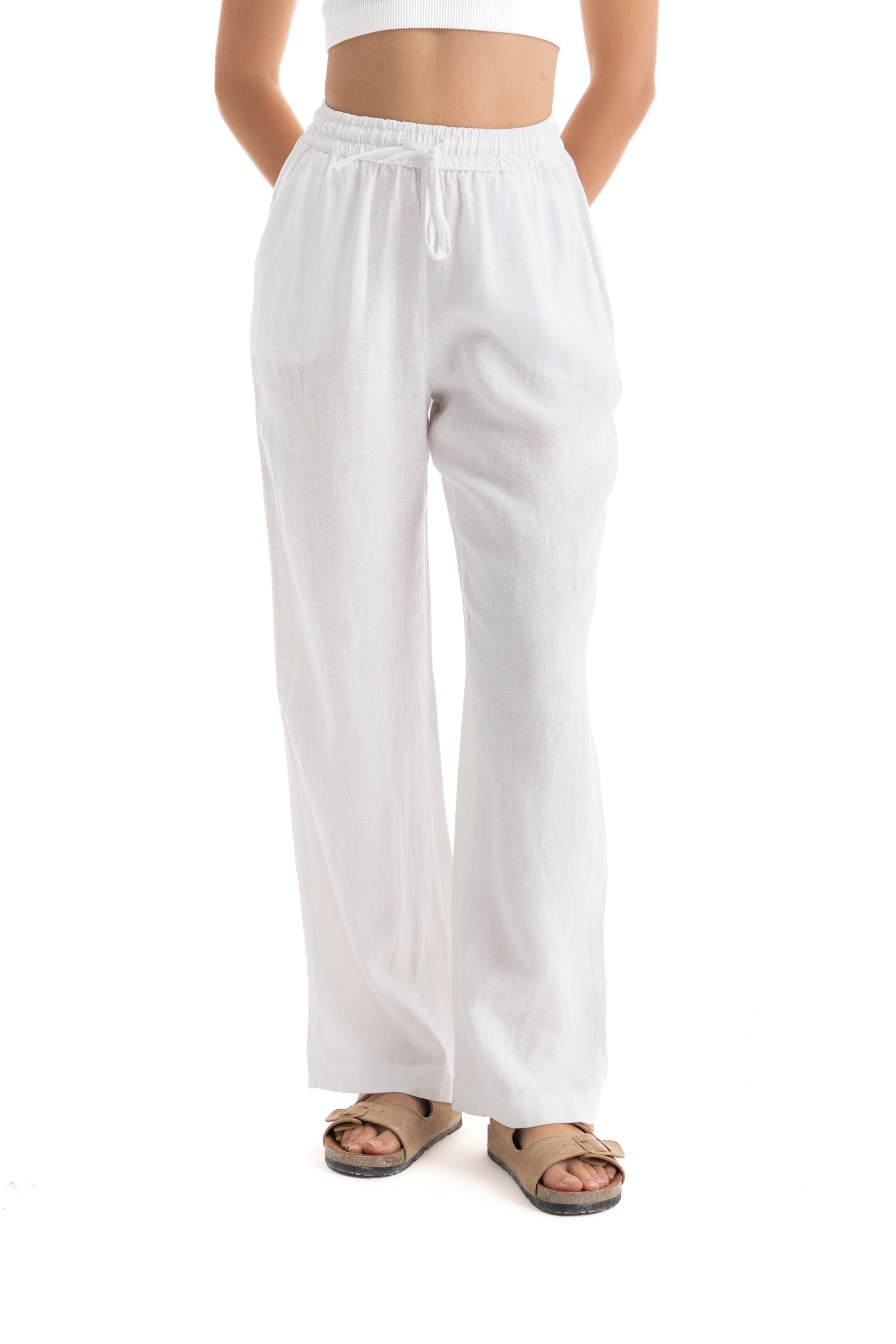 Women's White Linen Pants