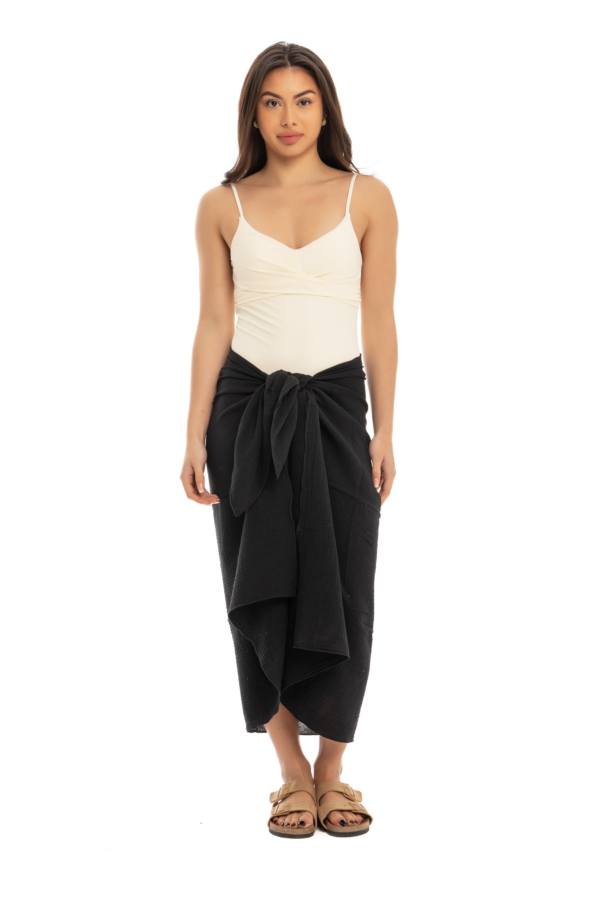Black Cotton Crinkle Sarong Wrap Black Cotton Crinkle Sarong Wrap