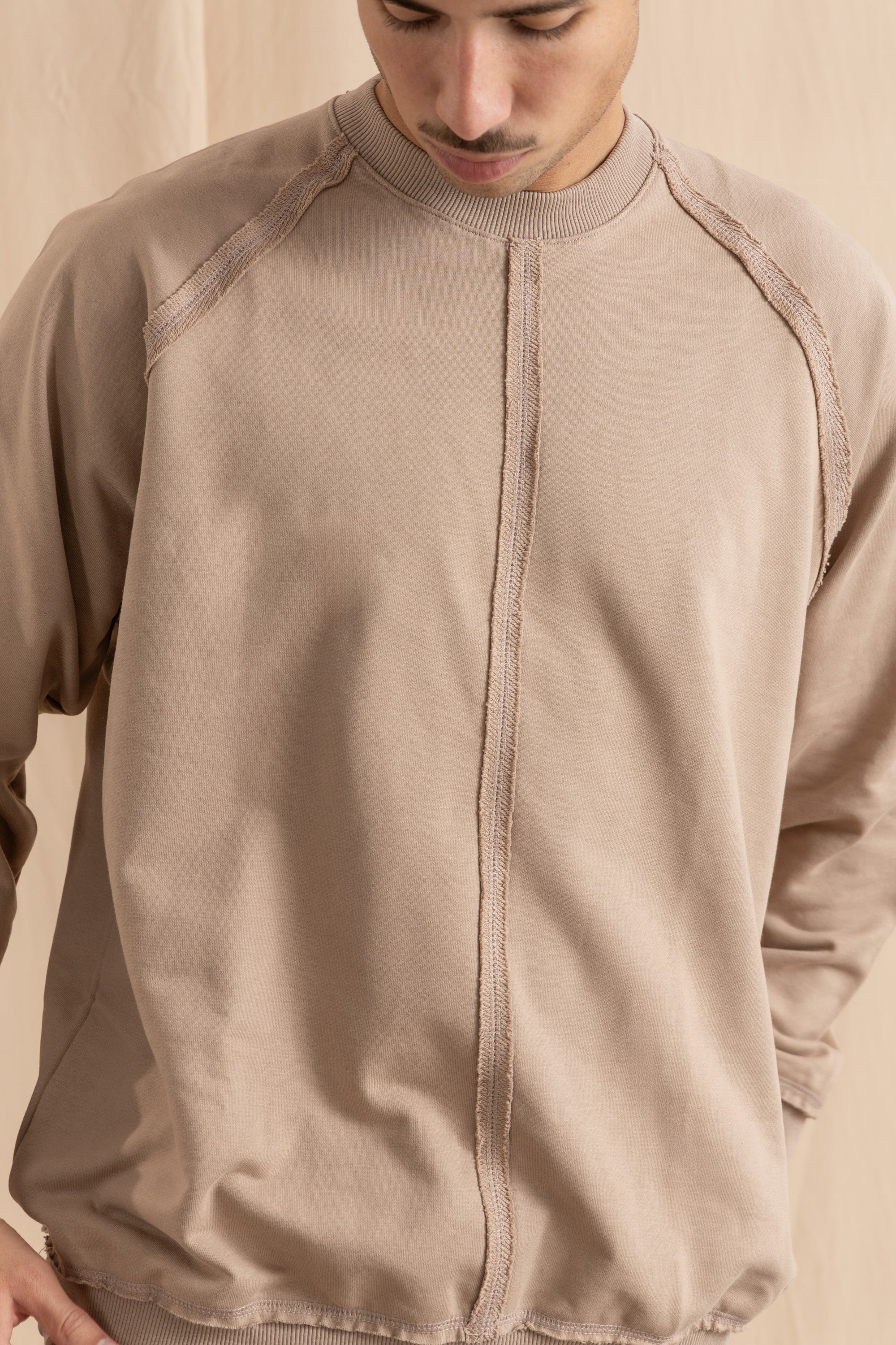 Unisex Beige Distressed Sweatshirt Unisex Beige Distressed Sweatshirt