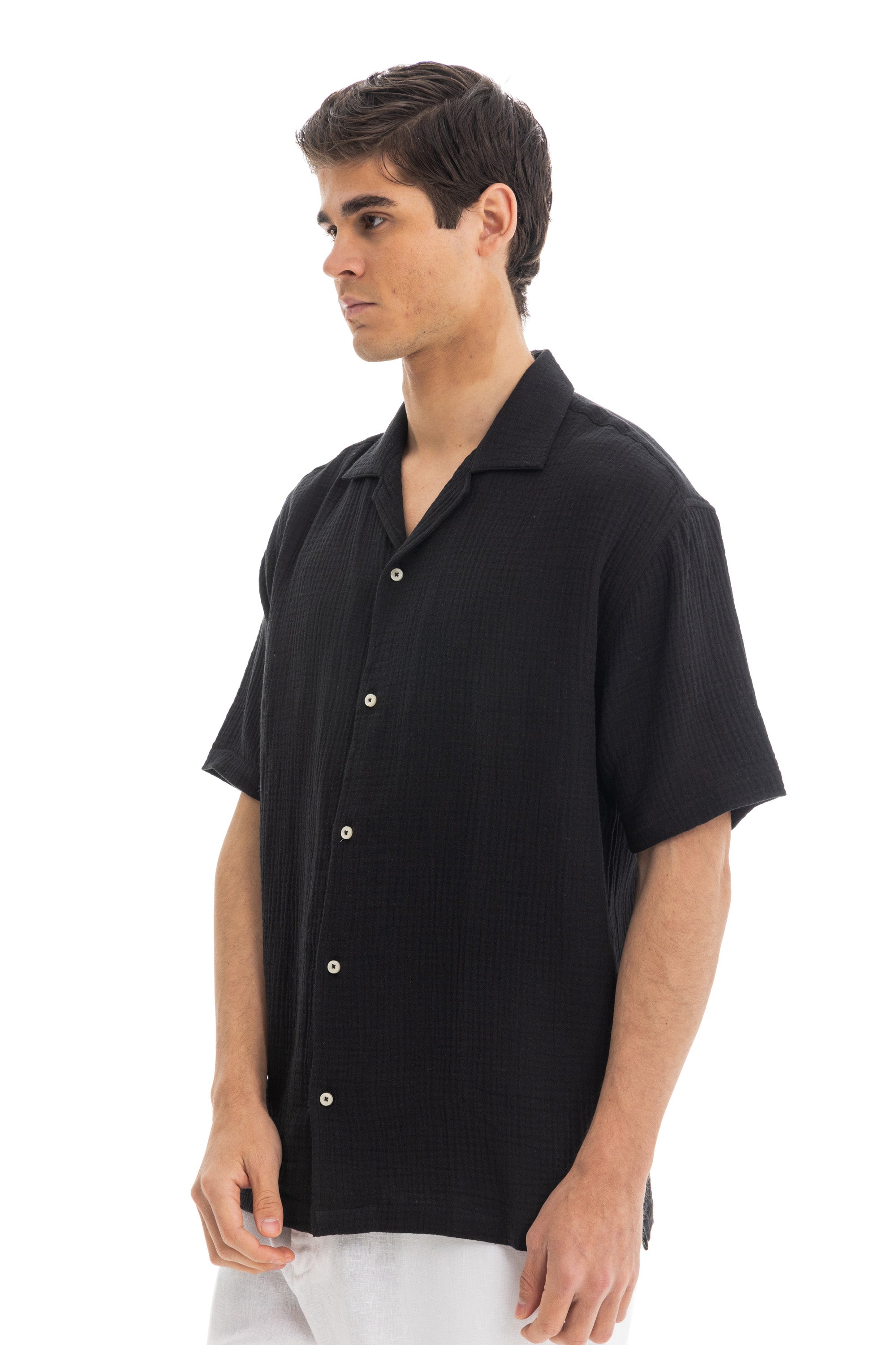 Black Crinkle Texture Shirt Black Crinkle Texture Shirt