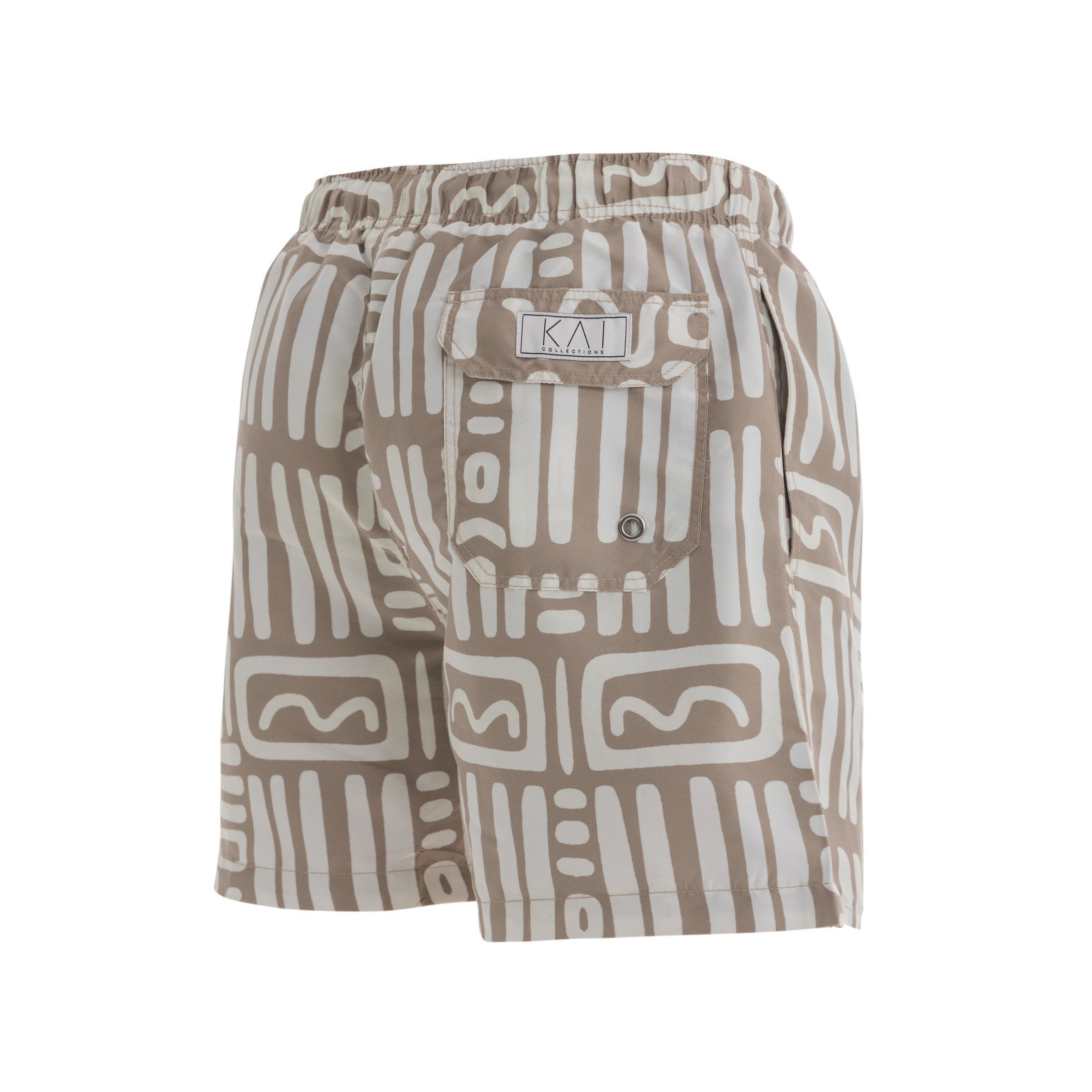Beige Abstract Swim Shorts Beige Abstract Swim Shorts