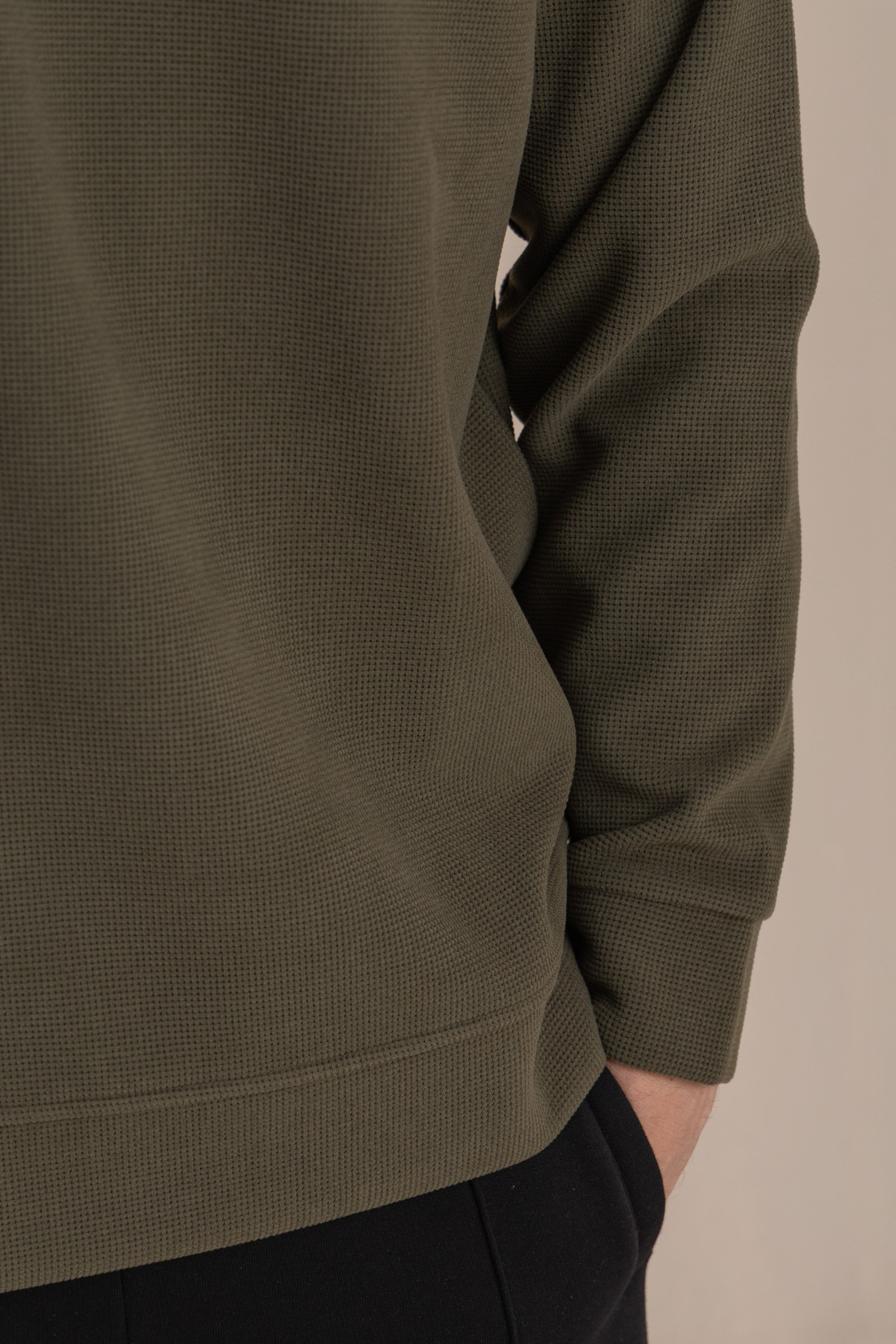 Olive Textured Quarter Zipper