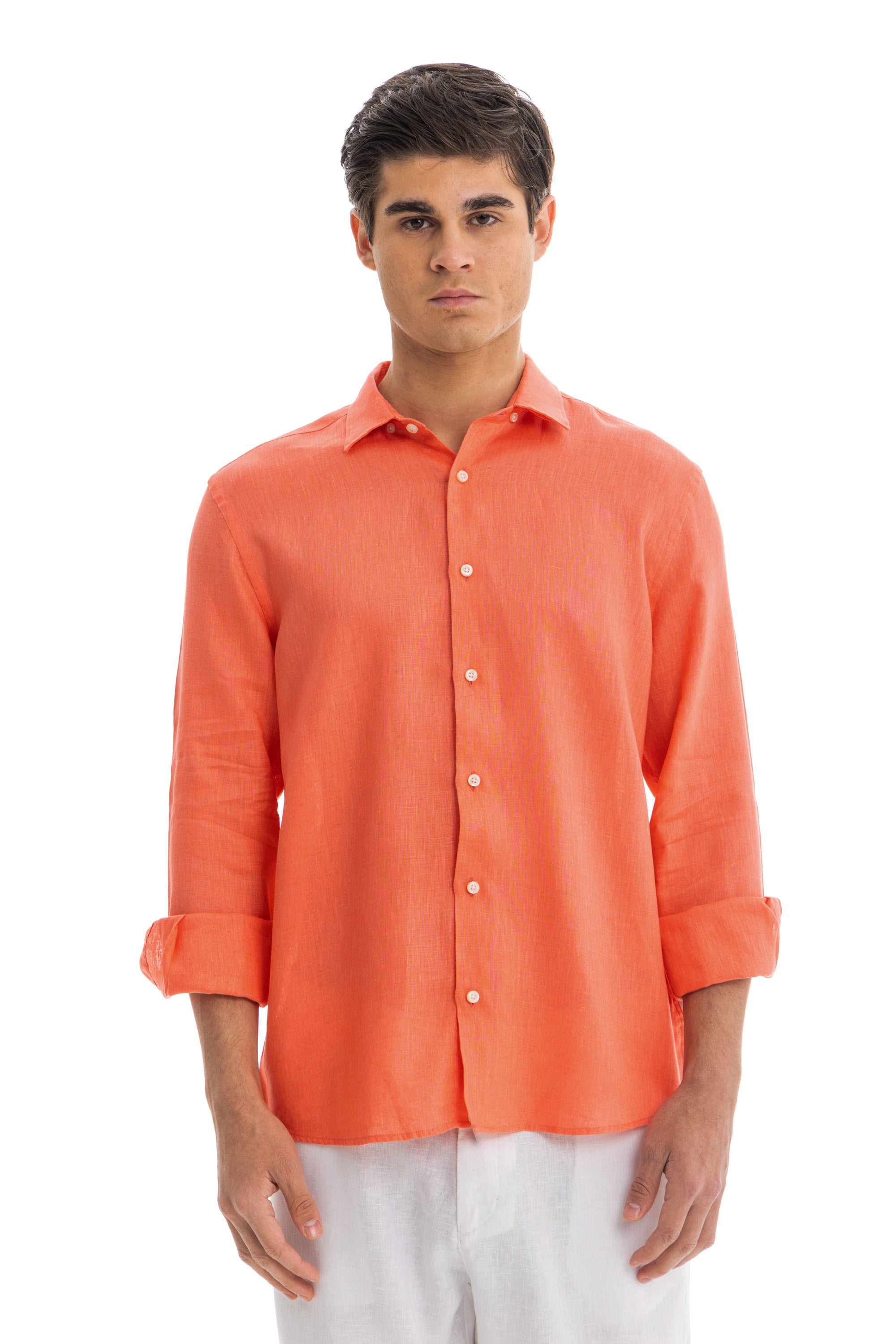 Men's Coral Linen Shirt